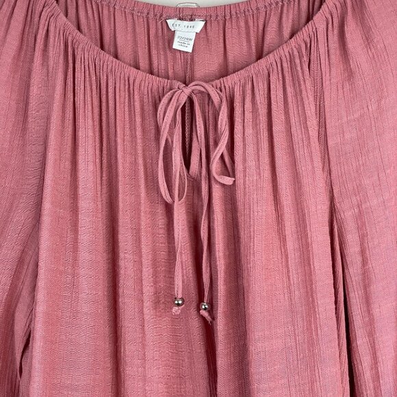 Womens Boho Top 22W 24W Pullover Peasant Flare 3/4 Sleeve Crochet Flowy Tunic - Picture 6 of 12